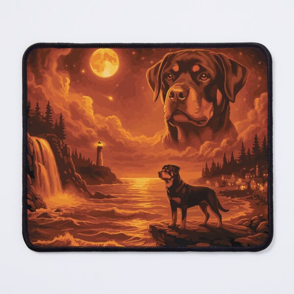 Item preview, Rottweiler Howling to The Moon Vintage 90s Retro Animal Dog designed and sold by BOUCHERIT amine.