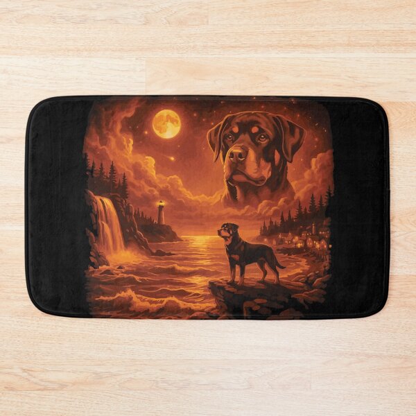 Item preview, Rottweiler Howling to The Moon Vintage 90s Retro Animal Dog designed and sold by BOUCHERIT amine.