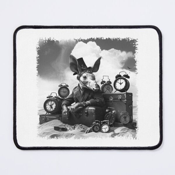 Item preview, Steampunk Mouse with Clocks Surreal Victorian Black and White Art designed and sold by inkoutninja.