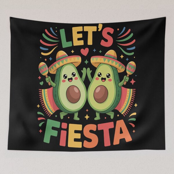 Item preview, Let's Fiesta - Cute Dancing Avocado Couple Mexican Art designed and sold by AndreaOrtegaS.