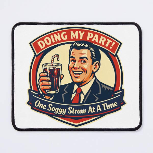 Item preview, Doing My Part! Soggy Paper Straw Retro Ironic Meme designed and sold by TailTraceDesign.