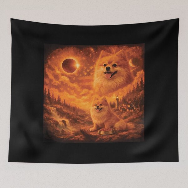 Item preview, Pomeranian Dog Howling to The Moon Vintage 90s Retro Animal Dog designed and sold by BOUCHERIT amine.