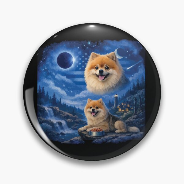 Item preview, Pomeranian Dog Howling to The Moon Vintage 90s Retro Animal Dog designed and sold by BOUCHERIT amine.