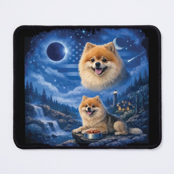 Item preview, Pomeranian Dog Howling to The Moon Vintage 90s Retro Animal Dog designed and sold by BOUCHERIT amine.