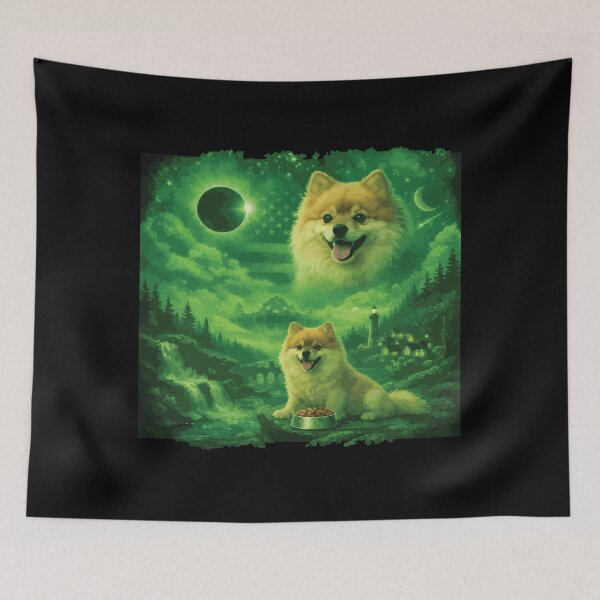 Item preview, Pomeranian Dog Howling to The Moon Vintage 90s Retro Animal Dog designed and sold by BOUCHERIT amine.