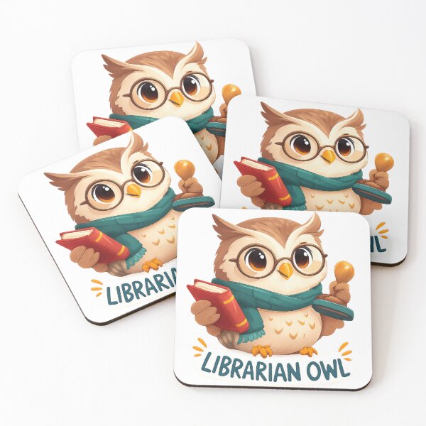 Item preview, Librarian Owl Cute Kawaii Book Lover Art designed and sold by jgvisualarts.