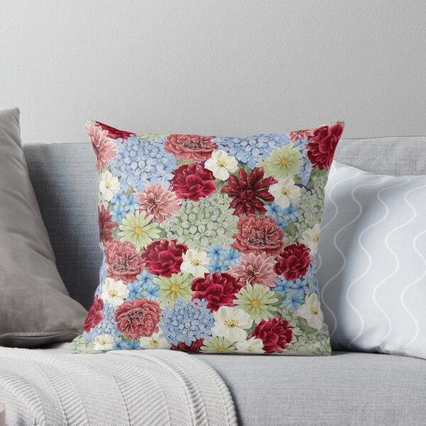 Item preview, Vintage Floral Seamless Pattern, Cottagecore Flower Garden Pattern, Hydrangea Peony Dahlia Botanical Digital Paper, Romantic Wedding Floral Fabric Print designed and sold by FRH Design ⭐⭐⭐⭐⭐.