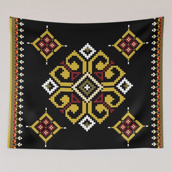 Item preview, Traditional Ethnic Geometric Pattern on Black Background designed and sold by PowerAntShop.