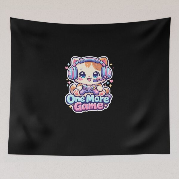 Item preview, Cute Kawaii Gamer Cat One More Game Design designed and sold by Bestmayu.