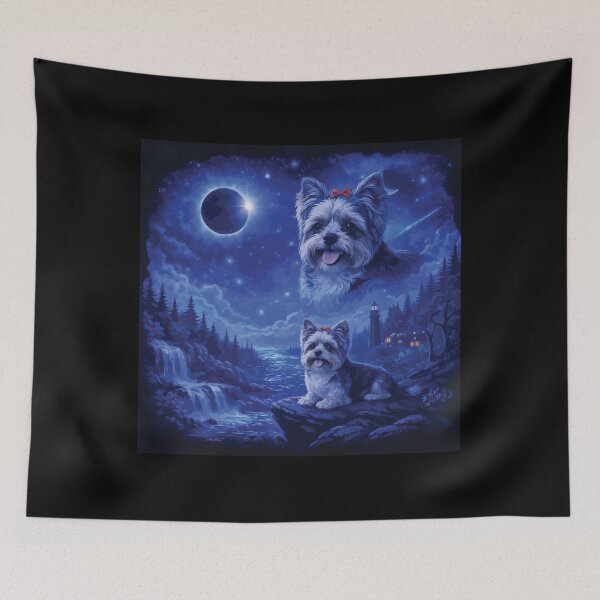 Item preview, Yorkshire Terrier Howling to The Moon Vintage 90s Retro Yorkie Dog designed and sold by BOUCHERIT amine.