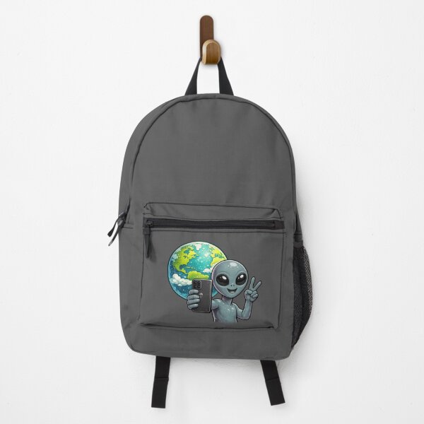 Item preview, Grey Alien Peace Sign Selfie with Earth designed and sold by BoostingBliss.
