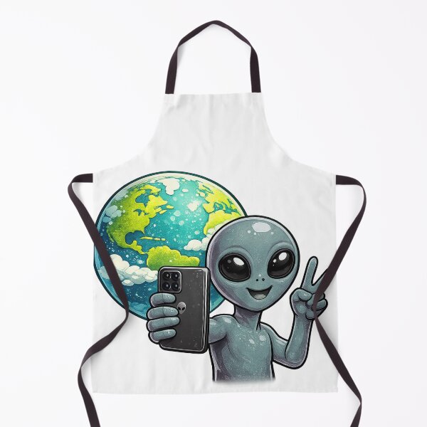 Item preview, Grey Alien Peace Sign Selfie with Earth designed and sold by BoostingBliss.