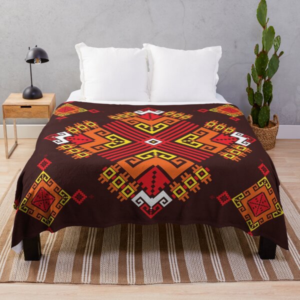 Item preview, Traditional Folk Geometric Pattern in Red and Brown designed and sold by PowerAntShop.