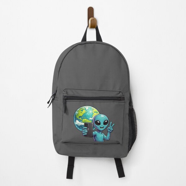 Item preview, Blue Alien Peace Sign Selfie with Earth designed and sold by BoostingBliss.