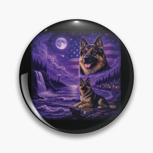 Item preview, German Shepherd Dog Howling to The Moon Vintage 90s Retro Animal Dog designed and sold by BOUCHERIT amine.