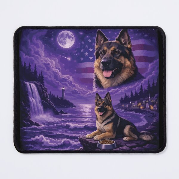 Item preview, German Shepherd Dog Howling to The Moon Vintage 90s Retro Animal Dog designed and sold by BOUCHERIT amine.