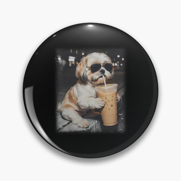 Item preview, Shih Tzu Drinking Iced Coffee, Dog Owner Gift, Funny Animal Meme  designed and sold by Joneneee.