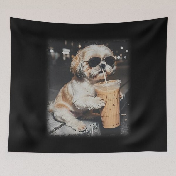Item preview, Shih Tzu Drinking Iced Coffee, Dog Owner Gift, Funny Animal Meme  designed and sold by Joneneee.