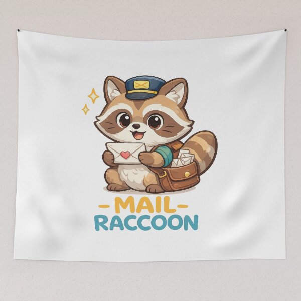 Item preview, Mail Raccoon Cute Kawaii Postal Animal Art designed and sold by jgvisualarts.