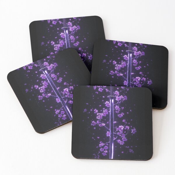 Item preview, Midnight Sakura Blade: Neon Katana & Cherry Blossom designed and sold by Jimakmo.