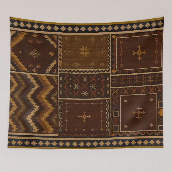 Artikelvorschau, Marokkanisches Berber-Kelim-Textildesign mit geometrischem Stammesmuster entworfen und verkauft von PinUpPizzazz.