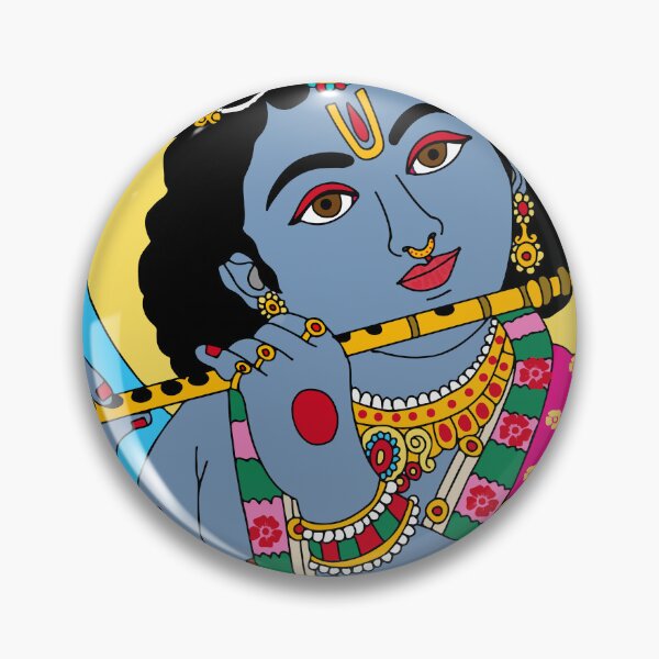 Item preview, Lord Krishna Divine Art – Flute Playing Hindu God Illustration designed and sold by Harshit_Digital_Arts.
