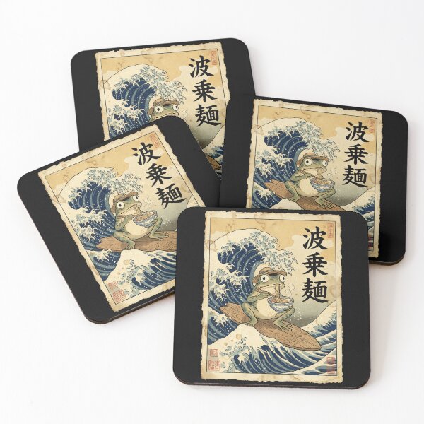 Item preview, The Great Wave of Ramen - Surfing Frog Ukiyo-e Funny Meme Graphic  Art designed and sold by Bongocomic.