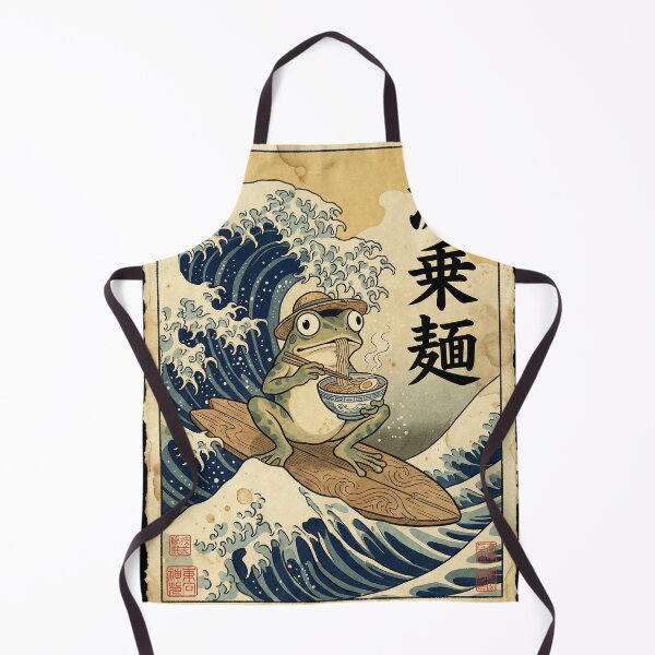 Item preview, The Great Wave of Ramen - Surfing Frog Ukiyo-e Funny Meme Graphic Art designed and sold by Bongocomic.