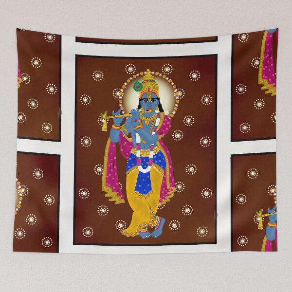 Item preview, Krishna Spiritual Illustration – Hindu Mythology Inspired Design designed and sold by Harshit_Digital_Arts.