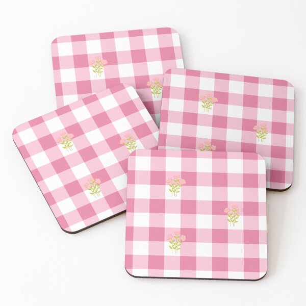 Item preview,  pink gingham pattern with flowers  designed and sold by Creations by lyne.