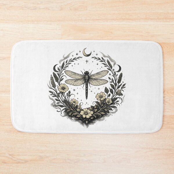 Item preview, Dragonfly Botanical Crescent Moon Sigil designed and sold by CottonandQuill.