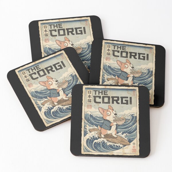 Item preview, The Great Wave of The Corgi - Ramen Surfing Japanese Ukiyo-e Style designed and sold by Bongocomic.