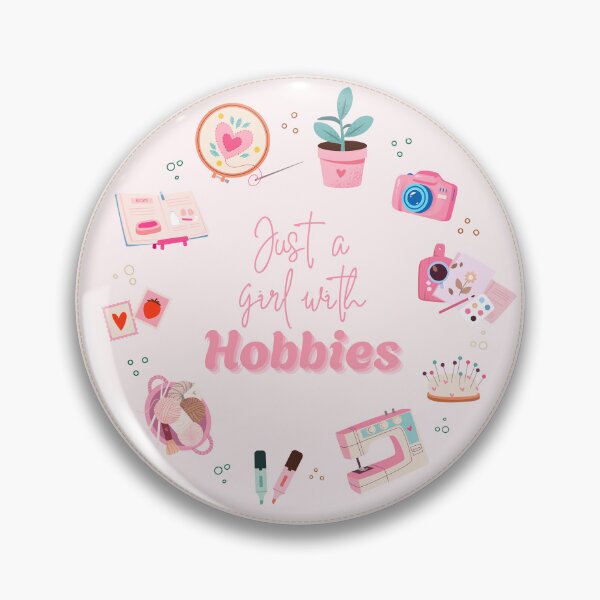 Item preview, Just a Girl With Hobbies Sticker | Craft Lover Design | Sewing Knitting DIY Hobby Girl designed and sold by Kierra & Co..