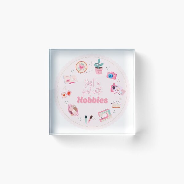 Item preview, Just a Girl With Hobbies Sticker | Craft Lover Design | Sewing Knitting DIY Hobby Girl designed and sold by Wander & Whim Designs.
