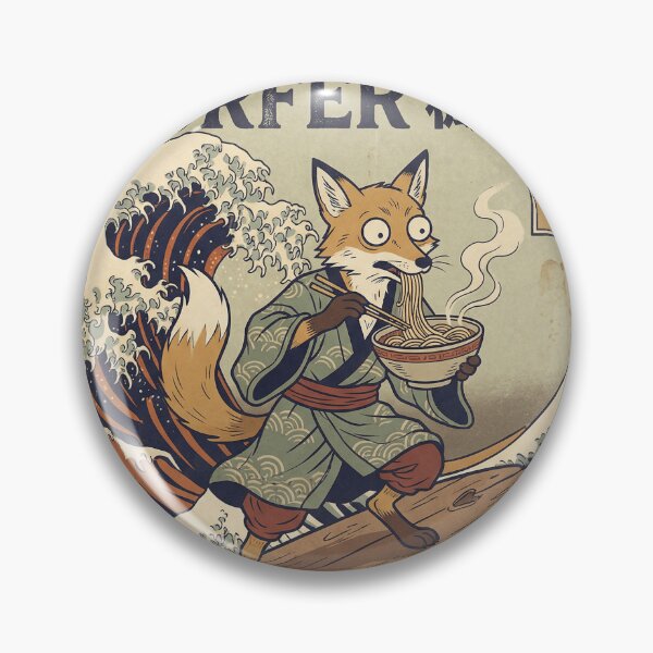 Item preview, The Great Wave of Fox - The Ramen Surfer Vintage Japanese Fox Art designed and sold by Bongocomic.