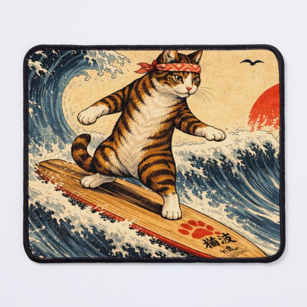 Item preview, Surf Cat – Japanese Wave Style designed and sold by CreativestuffCo.