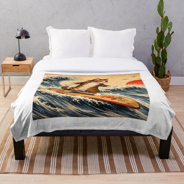 Aperçu de l'œuvre Surf Cat – Style vague japonaise créée et vendue par CreativestuffCo.
