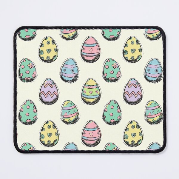 Aperçu de l'œuvre Motif d'œufs de Pâques dessinés à la main – Œufs pastel gribouillés avec fleurs, cœurs et rayures – Design printanier sans couture créée et vendue par skysshobu.