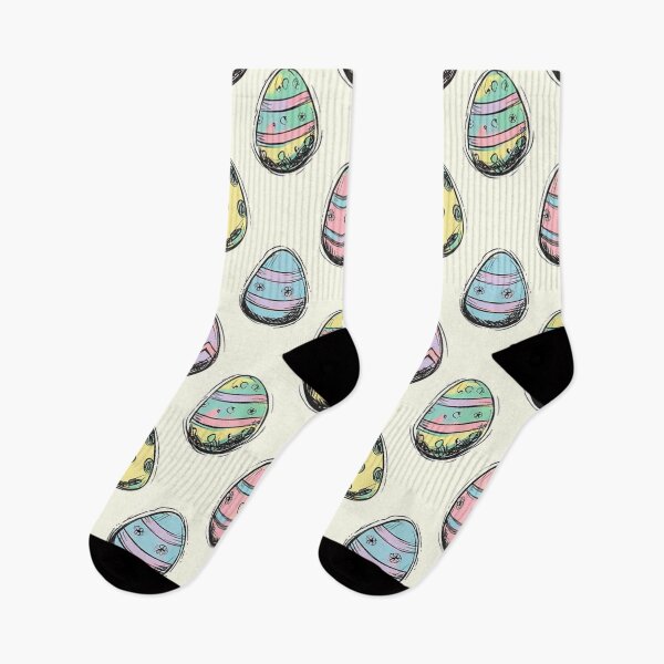 Item preview, Hand-Drawn Easter Eggs Pattern – Pastel Doodle Eggs with Flowers, Hearts & Stripes Seamless Spring Design designed and sold by skysshobu.