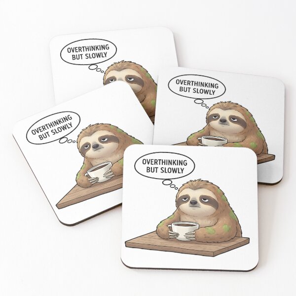 Item preview, Overthinking But Slowly Sloth T-Shirt & Sticker – Funny Overthinking Meme Sloth, Introvert Humor, Lazy Sloth Coffee Design, Relatable Anxiety Sloth Gift designed and sold by ZyxDes.