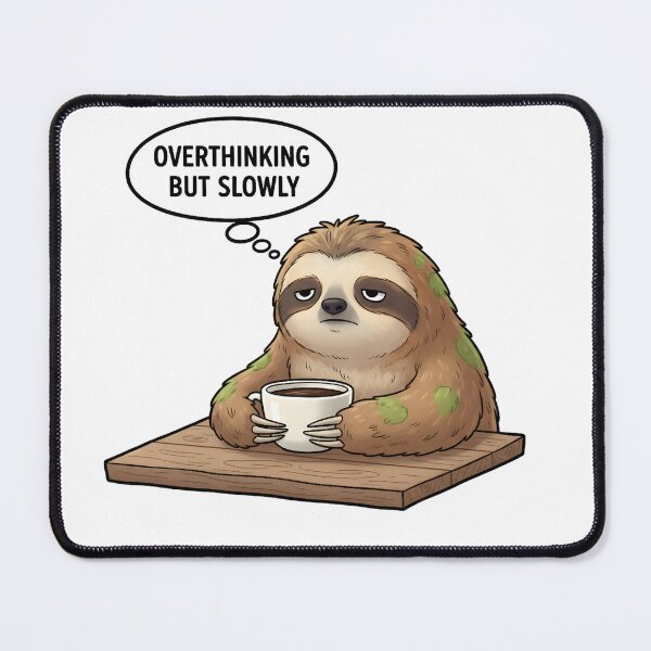 Item preview, Overthinking But Slowly Sloth T-Shirt & Sticker – Funny Overthinking Meme Sloth, Introvert Humor, Lazy Sloth Coffee Design, Relatable Anxiety Sloth Gift designed and sold by ZyxDes.