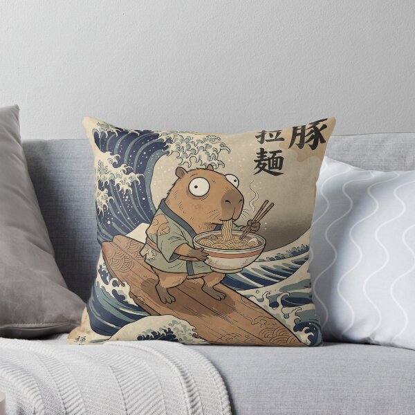 Item preview, Capybara Ramen Surfer - Ukiyo-e Great Wave Style designed and sold by Bongocomic.