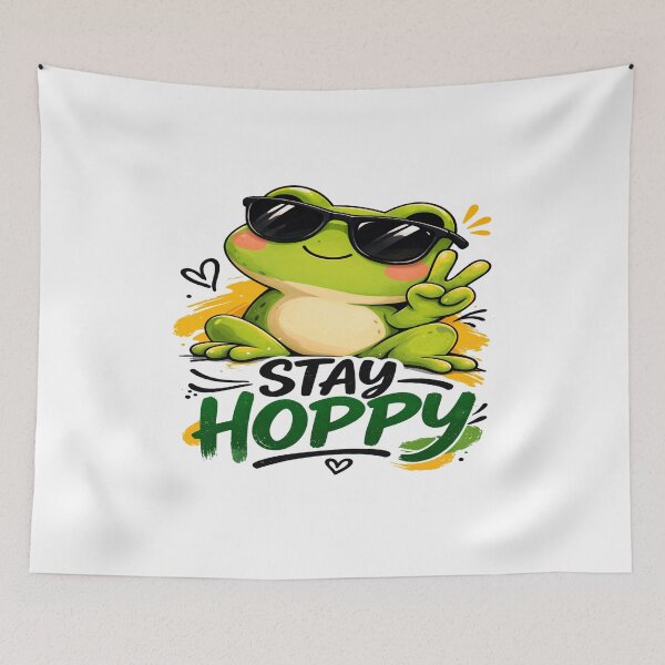 Item preview, Stay Hoppy Cool Frog Sunglasses Peace Sign Cute Frog Design designed and sold by Lovestickerco.