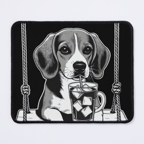 Item preview, Beagle Drinking ice Coffee end Swing b&w DIGOR designed and sold by AlisonPAnderson.
