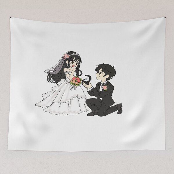 Item preview, Cute Wedding Proposal Sticker – Cartoon Couple Engagement designed and sold by pn_terest.