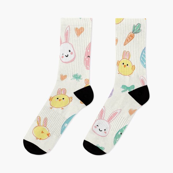 Item preview, Kawaii Easter Pattern – Cute Smiling Eggs, Chicks & Bunny Faces Pastel Seamless Doodle Design designed and sold by skysshobu.