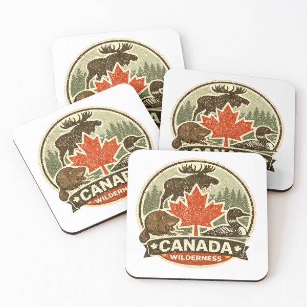 Item preview, Vintage Canadian Wildlife Badge – Moose Beaver Loon Maple Leaf National Park Retro designed and sold by Globalcitytees.