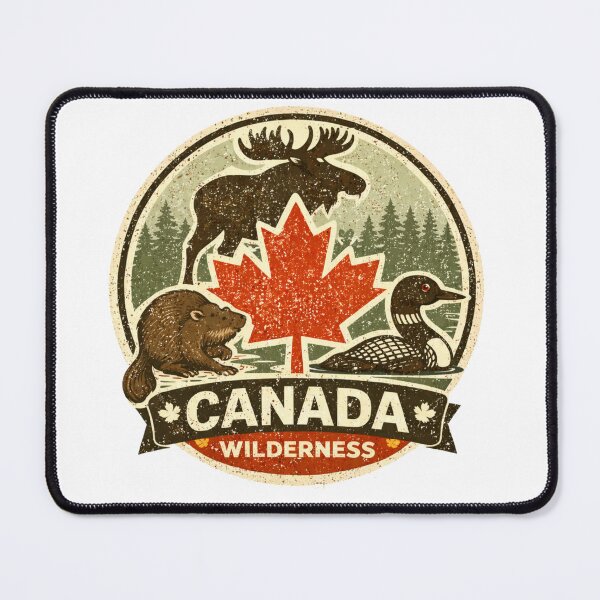 Item preview, Vintage Canadian Wildlife Badge – Moose Beaver Loon Maple Leaf National Park Retro designed and sold by Globalcitytees.