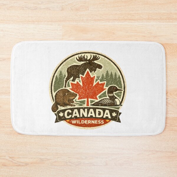 Item preview, Vintage Canadian Wildlife Badge – Moose Beaver Loon Maple Leaf National Park Retro designed and sold by Globalcitytees.