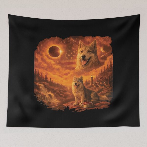 Item preview, Wolf Howling to The Moon Vintage 90s Retro Animal Wildlife Art designed and sold by BOUCHERIT amine.